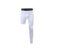 Jonscart One Leg Compression Tights Long Pants Basketball Sports Base Layer Underwear Active Tight (White-Left-Long,Small)
