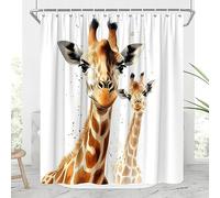 JONSEQIN Funny Animals Shower Curtain Farmhouse Giraffe Africa Wildlife Tropical Jungle Polyester Fabric Bath Decor 70x70 inch with Hooks