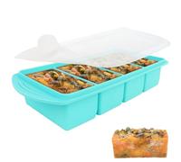 Jonuin 1 Pack Soup Cubes Silicone Freezer Tray, Soup Freezer Containers with Lid, Large 4-Compartment, Makes 4 1-Cup Portions Cubes, Silicone Freezer Moulds for Meal Prep, Soups, Sauce (Blue)