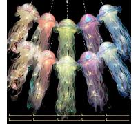 Jonuin 10 Pcs Jellyfish Light, Hanging Jellyfish Lamps, Jelly Fish Light Lamp, Jellyfishs Lanterns, Jelly Fish Decoration, Bright LED Garden Lanterns for Party Yard Landscape Garden Ornaments,5 Colors