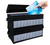 Jonuin 2 Pack CD Storage Boxes with Cover, 14.4"x6.3"x5.5" CD Storage Case, Side Visual CD Case, CD Box Holds 30 CDs in Full Jewel Cases, 60 CDs in Slim Cases, and 170 Discs in CD Sleeves, Black