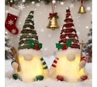 Jonuin 2 Pack Christmas Gnomes Decorations with Lights, 28cm Light Up Christmas Gnomes,ChristmasTable Decorations, Swedish Handmade Plush Gonks Ornaments, Gonk Elf for Holiday Indoor Decor