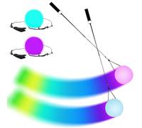 Jonuin 2 Pack LED Poi Balls, 7 Colors Luminous Poi Juggling Balls for Beginners and Professionals, LED POI Spinning Ball, Play in the Dark for Dancing, Camping, Light Shows, Raves