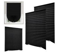 Jonuin 2 Pack Temporary Blinds, 60x150CM No Drill Stick on Blinds, Easy to Cut and Fit Self Adhesive Blind for Windows, Doors, Kitchen, Bathroom, Bedroom Blackout Thermal Privacy Protection (Black)