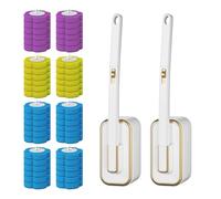 Jonuin 2 Pcs Disposable Toilet Brush with 48 Refills, Toilet Cleaner Brush with Long Handle, Hygienic Toilet Brushes with Wall-Mounted Holder, Limescale Remover Cleaning for Hygienic Bathroom Cleaning