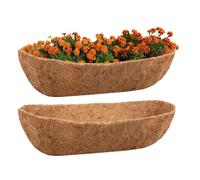 Jonuin 2 Pcs Hanging Basket Liner, 24In/60cm Coco Fiber Wall Trough Liners, Coconut Hanging Flower Basket Liner, Window Box Liner for Wall Planters Flower Baskets (24 Inch-2Pcs)