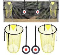 Jonuin 2 Pcs Top Bins Football Targets with 2 Pcs Hanging Targets, Top Bins Net for Goal, Top Corner Target Net, Football Training Equipment for Kids Adults Improve Shootings Accuracy