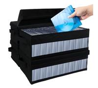 Jonuin 4 Pack CD Storage Boxes with Cover, 14.4"x6.3"x5.5" CD Storage Case, Side Visual CD Case, CD Box Holds 30 CDs in Full Jewel Cases, 60 CDs in Slim Cases, and 170 Discs in CD Sleeves, Black