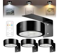 Jonuin 4 Pack Picture Lights for Wall, Battery Operated Picture Light with Remote Control & 3 Color Temps, Dimmable Timer, Wireless Magnetic Wall Lights for Painting, Portrait, Poster,Art Frame(Black)
