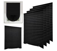 Jonuin 4 Pack Temporary Blinds, 90x180CM No Drill Stick on Blinds, Easy to Cut and Fit Self Adhesive Blind for Windows, Doors, Kitchen, Bathroom, Bedroom Blackout Thermal Privacy Protection (Black)