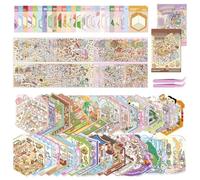 Jonuin 40 Sets DIY 3D House Sticker Scene Kit, Fun DIY Stickers Scene, 3D Scene Simulated with 2 Tweezers, Cute Cartoon Scenery Stickers for Adults and Kids for Relief Stress Pass The Time