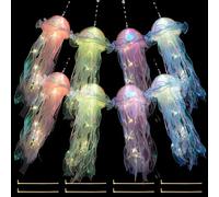 Jonuin 8 Pcs Jellyfish Light, Hanging Jellyfish Lamps, Jelly Fish Light Lamp, Jellyfishs Lanterns, Jelly Fish Decoration, Bright LED Garden Lanterns for Party Yard Landscape Garden Ornaments, 4 Colors