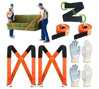 Jonuin 9 Pcs 2-Person Lifting Straps for Movers, Adjustable Lifting Moving Straps with Single Person Lifting Strap, 2 Pairs Gloves, 600 lbs Load Capacity, Moving Strap for Heavy Object Furniture