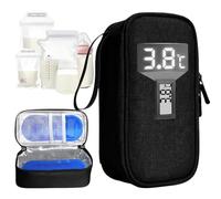 Jonuin Breastmilk Cooler Bag, Breast Milk Cooler Travel Case with Temperature Display & 2 Reusable Ice Packs, Breastmilk Storage Bag for Daycare, Work & Breastfeeding Mums (Black)