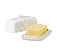 Jonuin Butter Dish, Elegant White Porcelain Butter Dish with Lid for Countertop, Ceramic Butter Container for Cheese & Margarine, Dishwasher Safe, 17.3 x 11.5 x 9.1cm