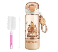 Jonuin Capybara Water Bottle with Lid, Straw and Cleaning tools, 510ml Capybara Drinking Bottle with a Carry Strap for Outdoor Sports, Camping and Picnics, Cute Water Bottles for Hot or Cold Drinks