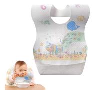 Jonuin Disposable Bibs, 50 Packs Baby Weaning Bibs, Adjustable Disposable Bib with Food Catcher Pocket, Disposable Baby Feeding Bibs for Newborns Infants Toddlers Indoor Outdoor (Underwater World)