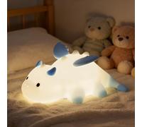 Jonuin Dragon Night Light, Soft Silicone Lamp with 3 Brightness Levels & 7 Colours & Timer, Silicone Night Light, Rechargeable Dragon Bedside Lamp, LED Touch Lights for Kids Bedroom, Nursery (Blue)