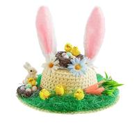 Jonuin Easter Bonnet Kit, DIY Easter Hat Making Kit with Bunny, Chicks, Rabbit Ears, Nests, Carrots, Grass & Flowers, Make Your Own Easter Bonnet, Fun Craft Activity for Parties & School Projects