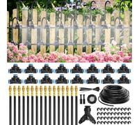 Jonuin Irrigation System Kit, 100FT Quick-Connect Drip Irrigation Kit with 1/4" Tubings and Connectors, 360°Adjustable Automatic Garden Watering System, Automatic Sprinkler for Garden & Greenhouse