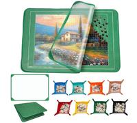 Jonuin Jigsaw Puzzle Board, 31 x 22in Jigsaw Board for 500/1000 Pieces, Foldable Puzzle Mats with Dustproof Cover & 8 Puzzle Sorting Trays, Non-Slip Puzzle Board for Easy Move and Store (Green)