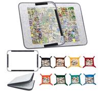 Jonuin Jigsaw Puzzle Board, 31 x 22in Jigsaw Board for 500/1000 Pieces, Foldable Puzzle Mats with Dustproof Cover & 8 Puzzle Sorting Trays, Non-Slip Puzzle Board for Easy Move and Store (Grey)
