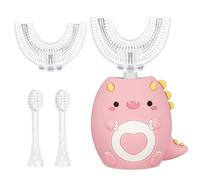 Jonuin Kids Electric Toothbrush U Shaped, 360° Ultrasonic Toothbrush, Automatic Toothbrush with 4 Brushs Head & 3 Cleaning Modes, Ipx7 Waterproof, for Boys and Girls Age 2-12 (Pink-A)