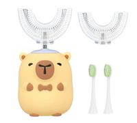 Jonuin Kids Electric Toothbrush U Shaped, 360° Ultrasonic Toothbrush, Automatic Toothbrush with 4 Brushs Head & 3 Cleaning Modes, Ipx7 Waterproof, for Boys and Girls Age 2-12 (Capybara)