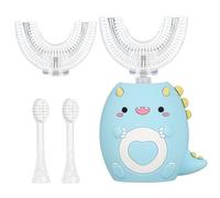 Jonuin Kids Electric Toothbrush U Shaped, 360° Ultrasonic Toothbrush, Automatic Toothbrush with 4 Brushs Head & 3 Cleaning Modes, Ipx7 Waterproof, for Boys and Girls Age 2-12 (Blue-A)