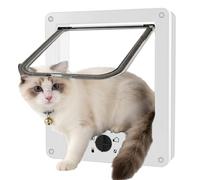 Jonuin Large Cat Flap, 18cm x 19.5cm Cat Flap with Magnets, 4 Way Locking Pet Flaps, Easy to Fit, Silent In & Out, Pet Door for Cats and Small Dogs, Large Cat Flaps for Wall UPVC Wooden Door (White,L)