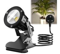 Jonuin LED Clip on Spot Light with On/Off Switch, 7W Clip on Lamp, 3M Cord, IP65 Waterproof Plug in Spot Lights, Plant Spotlight for Indoor/Outdoor Deck, Lawn, Yard, Garden, Billboard (Cool White)