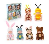 Jonuin Mini Reborn Dolls, 6 Pcs Sleeping Rebirth Dolls with Clothes, Miniature Reborn Dolls, Washable Lifelike Newborn Baby Doll, Realistic Small Baby Dolls for Kids Girls Boys