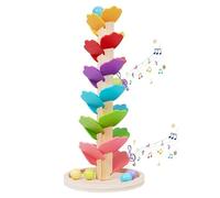Jonuin Music Tree Wooden Marble Run, Montessori Sound Tree with1 Base, 4 Balls, 6 Colors, Ball Drop Toy, Colorful Rolling Ball Tower, Rainbow Ball Tower for Girls and Boys