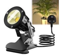 Jonuin Plug in Spot Lights with On/Off Switch, 7W LED Clip on Spot Light, 3M Cord, IP65 Waterproof, Spot Light for Indoor Plant, Outdoor Plant Spotlight for Lawn, Yard, Garden, Billboard (Warm White)