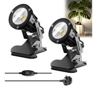 Jonuin Plug in Spot Lights with On/Off Switch, 7W LED Clip on Spot Light, 3M Cord, IP65 Waterproof, Spot Light for Indoor Plant, Outdoor Plant Spotlight for Lawn, Yard, Garden (2 Pack, Cool White)