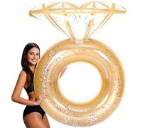 Jonuin Pool Floats, Inflatable Diamond Ring Pool Float, Hen Do Pool Inflatables, Engagement Ring Floatie, Inflatable Floaties for Adults, Hen Bride Engagement Wedding Party Pool Float (Gold)