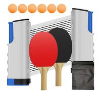 Jonuin Portable Table Tennis Set, Table Tennis Net for Dining Table, Extendable Ping Pong Set with 2 Table Tennis Bats, 6 Ping Pong Balls & 1 Carry Bag, for Outdoor/indoor Games, Daily Practice