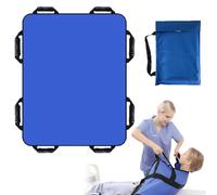 Jonuin Positioning Bed Pad with Handles, 120 x 100 cm Transfer Sheet for Moving Patients on Bed, Bedridden Bed Position Pads, Elderly Slide Sheet for Turning, Repositioning and Lifting (Blue)