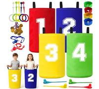 Jonuin Sports Day Kit, 36 Pcs Outdoor Carnival Games, Includes Sack Race, Egg and Spoon, Ring Toss Game, 3 Legged Race, Medals and Whistles, Suitable for Field Day, Family Day, Party, Yard, Garden