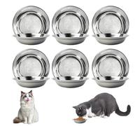 Jonuin Stainless Steel Cat Bowls, 6 PCS 14cm/5.5 inches Whisker Friendly Pet Food Bowls, Basic Cat Dishes for Elevated Stand, Pet Feeding Plates for Cats, Kittens, Puppies, Rabbits & Small Animals