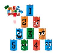 Jonuin Tin Can Alley Game, Tin Can Alley Bean Bags, 10 Fun Smile Knock Down Cans and 3 Beanbags, Bean Bag Toss Game, Halloween Carnival Can Bean Bag Toss Games for Holiday, Birthday, Garden Party