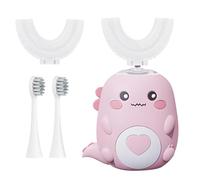 Jonuin U-Shaped 360° Ultrasonic Toothbrush, Kids Electric Toothbrush, Automatic Toothbrush with 2 U-Shaped & 2 Straight Brush, 3 Modes, Ipx7 Waterproof, for Boys and Girls Age 2-12(Pink)