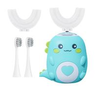 Jonuin U-Shaped 360° Ultrasonic Toothbrush, Kids Electric Toothbrush, Automatic Toothbrush with 2 U-Shaped & 2 Straight Brush, 3 Modes, Ipx7 Waterproof, for Boys & Girls Age 2-12(Green)