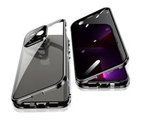 Jonwelsy Anti Peeping Case for iPhone 13 Pro (6.1"), 360 Degree Front and Back Privacy Tempered Glass Cover, Anti SPY Screen, Anti Peep Magnetic Adsorption Metal Bumper for iPhone 13 Pro (Black)