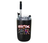 JONWIDR Roblox Stainless Steel Water Bottle 280ml Reusable Stainless Steel Water Bottle with Straw Drinks Cup for Work, Gym, Travel, Sports, Gift (Black Cool Characters)