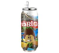 JONWIDR Roblox Stainless Steel Water Bottle 500ml Stainless Steel Flip up Sports Water Bottles with Straw Leakproof Reusable Drinks Cup for Gym, Travel, Sports (City Smile)