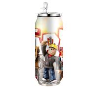 JONWIDR Roblox Stainless Steel Water Bottle 500ml Stainless Steel Flip up Sports Water Bottles with Straw Leakproof Reusable Drinks Cup for Gym, Travel, Sports (Sunrise)