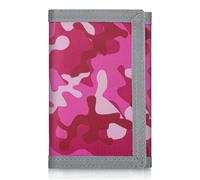 JONYEE Kids Wallet for Boys Ages 4-18, Novelty Trifold Wallet with Key Chain and Zipper Coin Pocket for Teens Children Girls Toddler, Canvas Wallet for Outdoors Sports Birthday Gifts, KT20-Camo Pink,