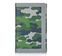 JONYEE Kids Wallet for Boys Ages 4-18, Novelty Trifold Wallet with Key Chain and Zipper Coin Pocket for Teens Children Girls Toddler, Canvas Wallet for Outdoors Sports Birthday Gifts, KT18-Camo Green,