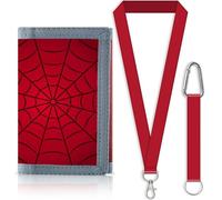 JONYEE Kids Wallet for Boys and Girls 4-16 with Lanyard and Key Chain Holder, Trifold Camo and Cute Wallets for Kids,with Coin and Card Pockets, Novelty Birthday Gifts for Childrens, 24001A Spider